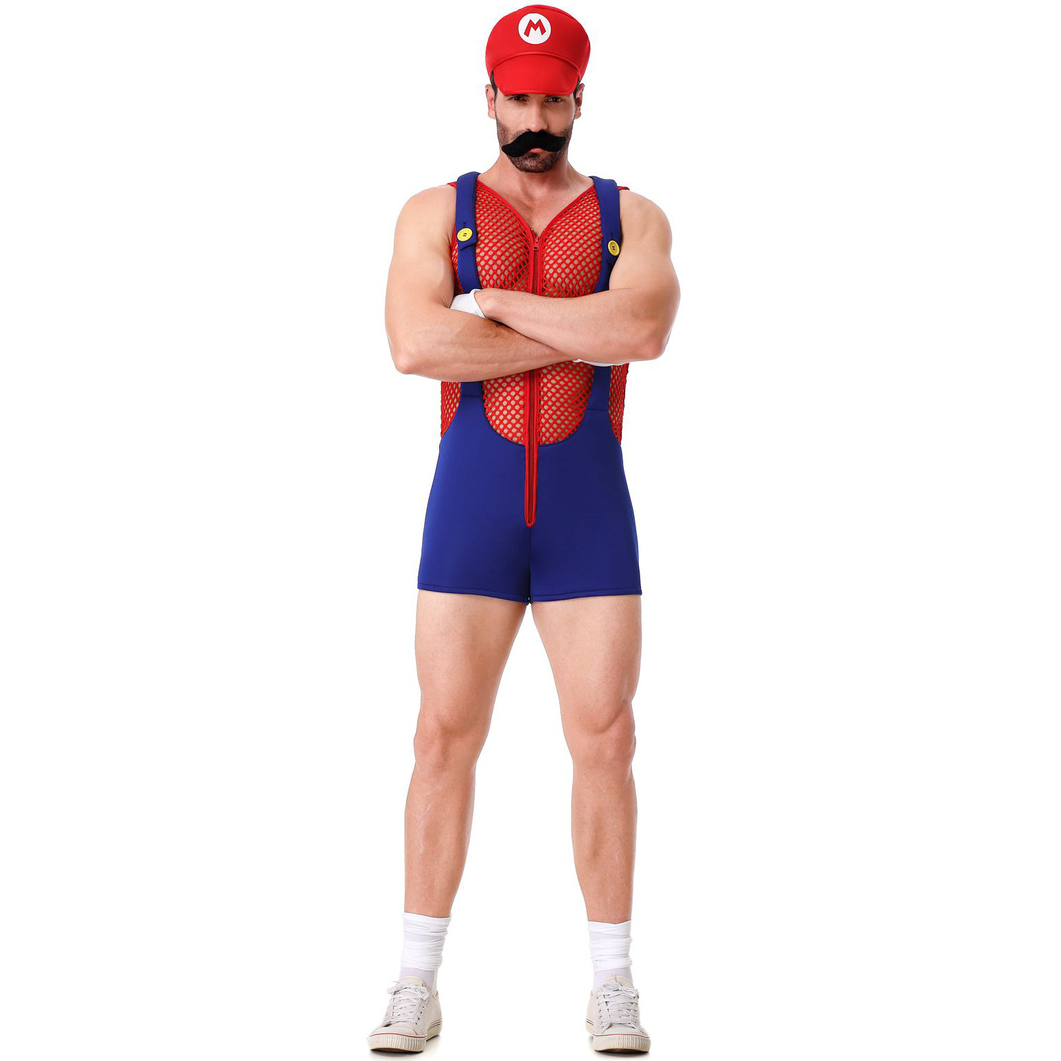 Mens Halloween Plumber One Piece Jumptsuit Costume for Carnival Party Dress up